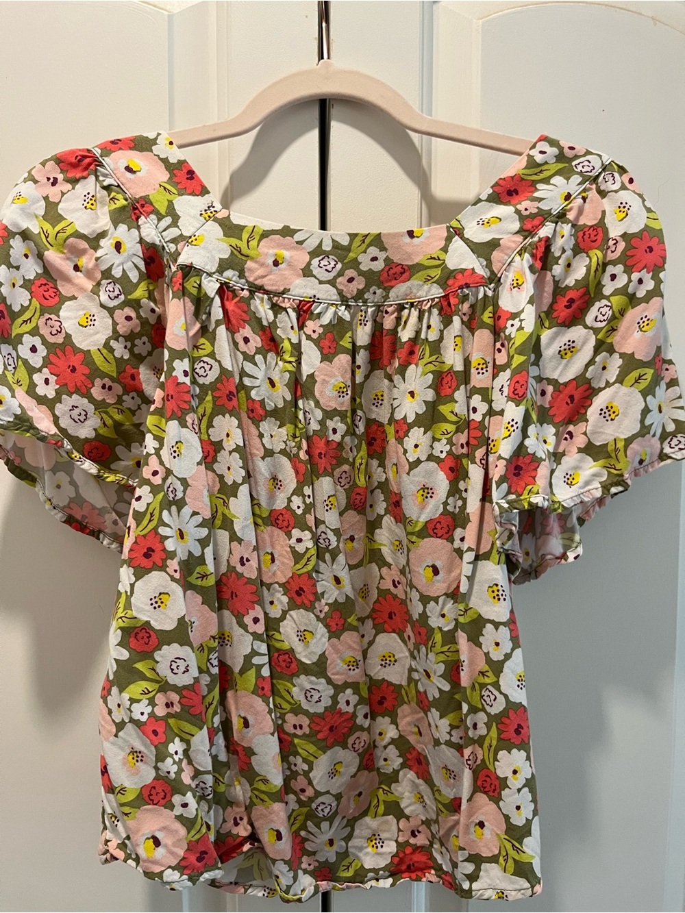 Cat & Jack Olive, Coral & Pink Floral kids top